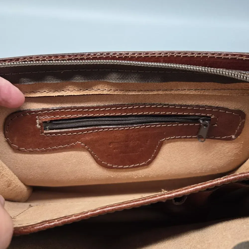 FLORENCE Made in Italy Brown Vintage Leather Crossbody Bag Purse